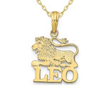 10K Yellow Gold LEO Charm Zodiac Astrology Pendant Necklace with Chain